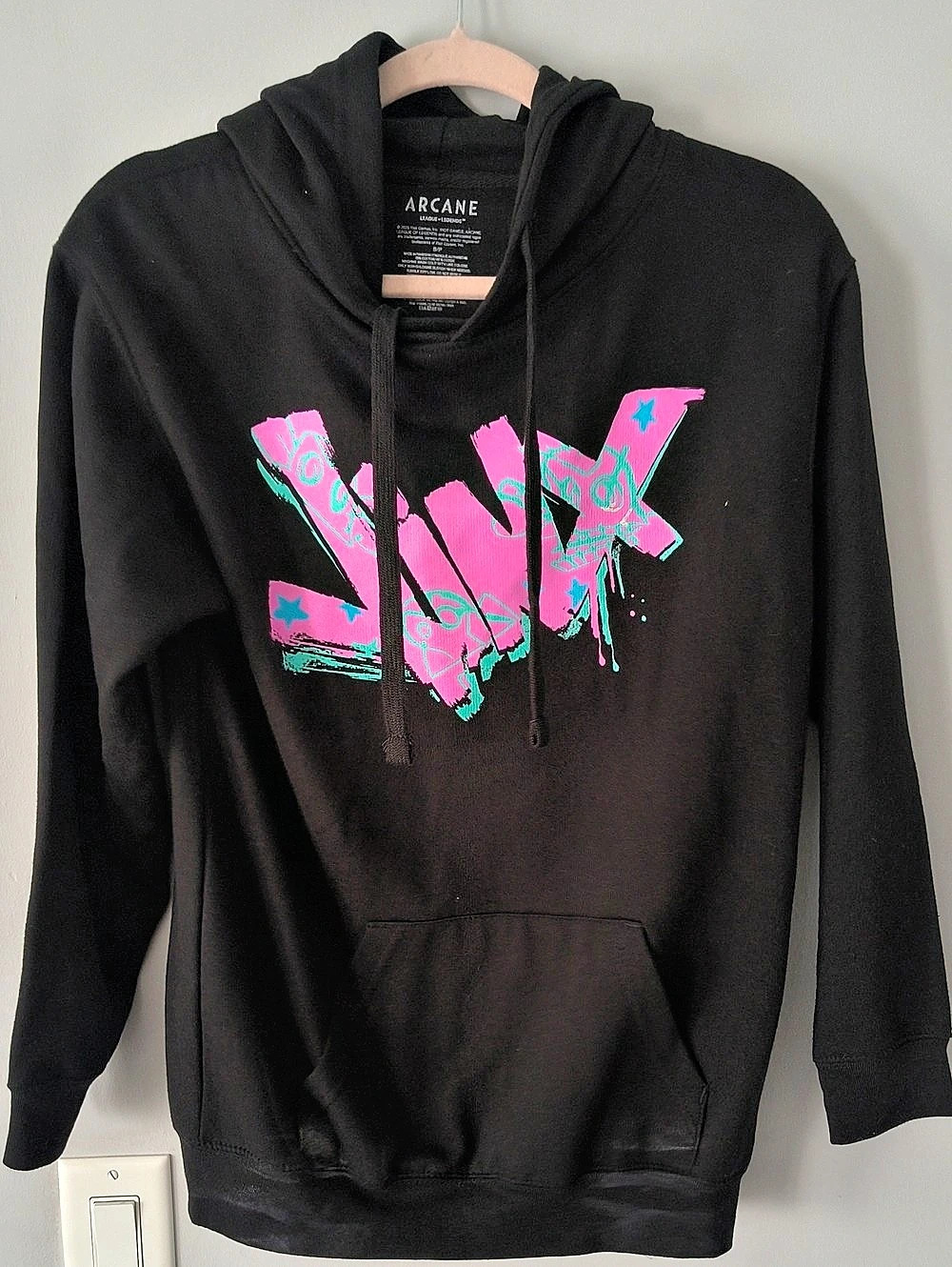 Arcane League of Legends Arcane hoodie Graphic Hoodie Black Size Small Like New